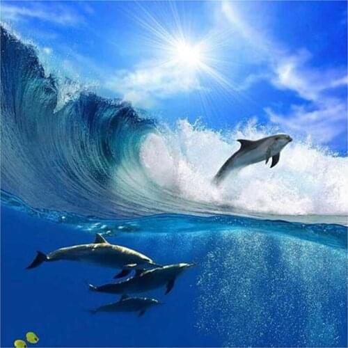 New Product 5D DIY Full Round/Square Diamond Painting Dolphin 3D Embroidery Cross Stitch Rhinestone Mosaic Home Decor Art YC288