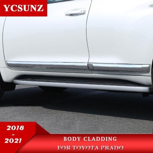 ABS Chrome body cladding For Toyota Prado 2018 2019 2020 2021 fj150 LC150 Land Cruiser Prado side door trim exterior parts