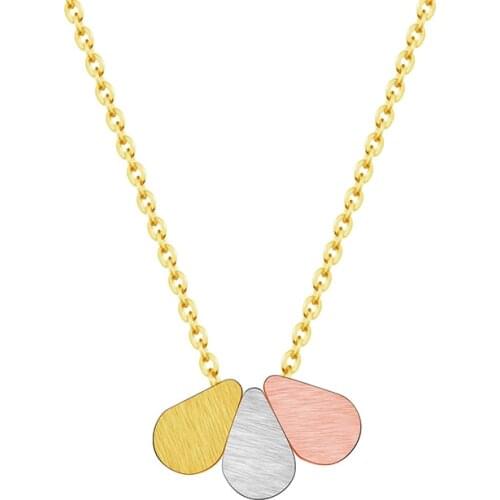Rose Gold Triple Teardrop Pendants Necklaces For Women Fashion Jewelry Stainless Steel Rainbow Waterdrop Colar Mujer