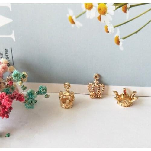 20pcs/lot Gold Color Zinc Alloy Charms 3D Princess Crowns Charms Pendants DIY Earrings Bracelets Jewelry Finding Accessory FX177