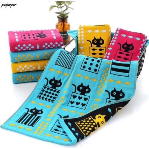 3-Layer Baby Cotton Gauze Bath Towels 32-Strand Jacquard Cartoon Poker Cat Quick Drying Absorbent SPA Beach Washcloths Blanket
