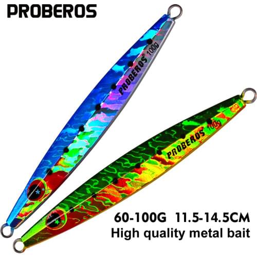 PROBEROS Jigs 60g-80g-100g Fishing Lure 8 Colors 11.5cm-13cm-14.5cm Fishing Bait Lure Deep Sea Jig Hard Fishing Tackle