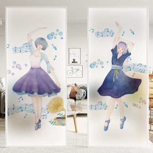 Pvc Ballet figure girl frosted electrostatic glass film window film piano room infant dance training French window film