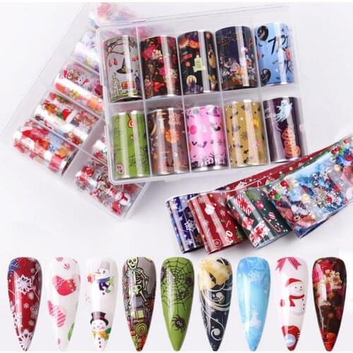 Xmas Santa Halloween Pumpkin Ghost Skull Nail Art Stickers Decals Decoration DIY Decor Paper Nail Art Sticker Set