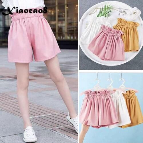 Teenage Girls Summer Shorts Kids High Waist Solid Shorts for Girls Breathable Short Pants Toddler Big Girls Clothes 8 10 12 14 6