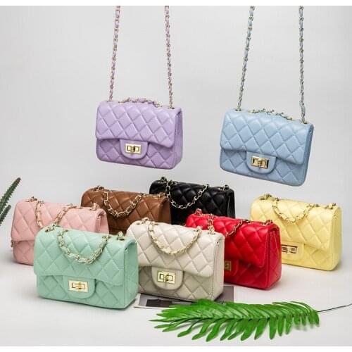 New Fashion Plaid Chain Crossbody Bags Women Messenger Bag Female Lock Cross Body Shoulder Bag PU Leather Small Square Flap Bag