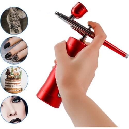 Top 0.3mm Mini Air Compressor Kit Air-Brush Paint Spray Gun Airbrush For Nail Art Tattoo Craft Cake Nano Fog Mist Sprayer