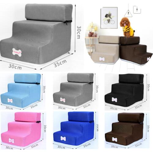 2/3 Layers Pet Dog Stairs Step Flannel Foldable Detachable Pet Climbing Ladder Assembly Removable Sofa Bed Dog Stairs Steps