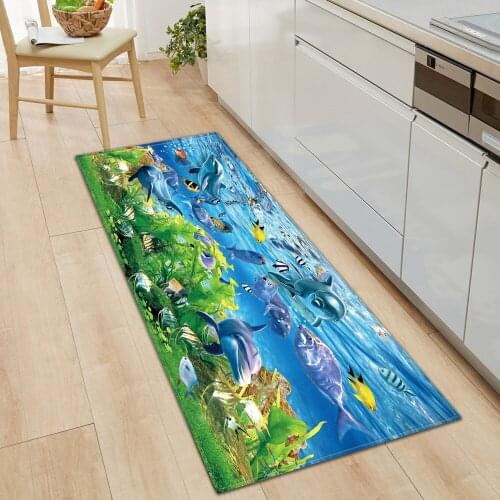 3D Printed Kitchen Carpet Rectangular Entrance Doormat Bedroom Corridor Floor Mat Carpet Bathroom Room Absorbent Mat Living