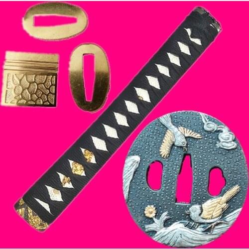 High Quality Set Handle Guard Fittings For Japanese Sword Tachi Katana Wakizashi Tsuba Menuki Fuchi Kashira Habaki Seppa #014