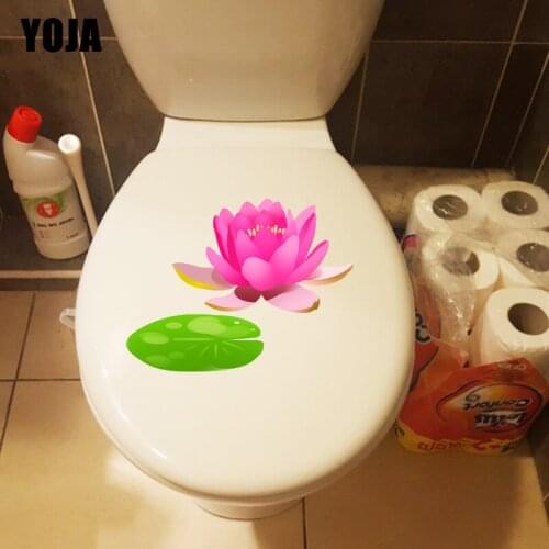 YOJA 22*16.7CM Red Lotus Leaf Classic Home Room Wall Sticker Decal Fashion Toilet WC Decor T1-0779