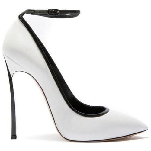 Carpaton White and Pink Catwalk Shoes 2018 sexy new real leather shallow mouth pointed thin high heels roman style womens shoes