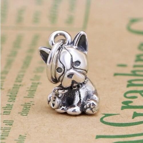 Bewill Dog Pendant S925 Silver French Bulldog Pendant Necklace Women Diy Jewelry Fit Original Charms Bracelet