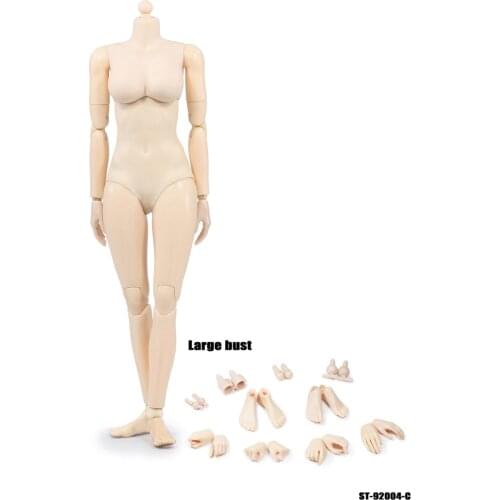 1/6 Scale 12 Inches Xing Series Female Figures Bodies European White Color Movable Joints PVC Small Mid and Large Busts