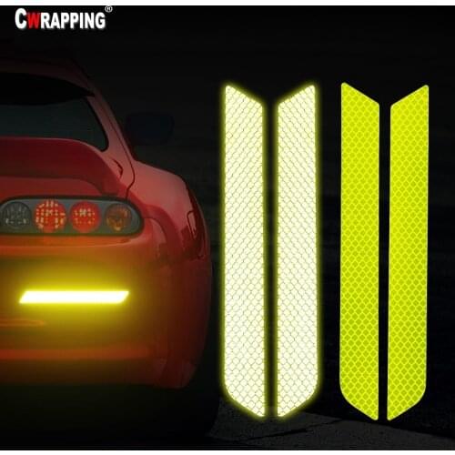2PCS/Set Auto Car Bumper night Reflective Warning Strip Tape Stickers Secure Accessory Reflector Stickers Decals Car Styling