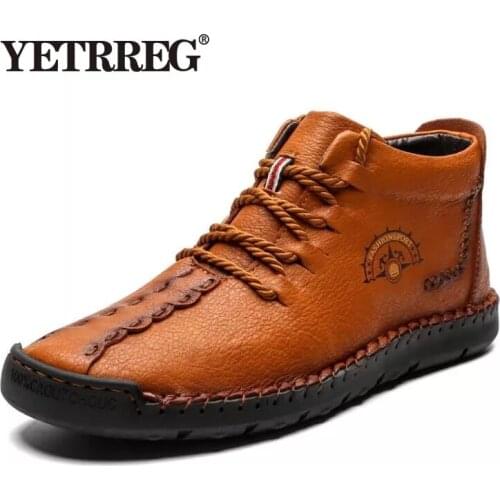 2019 New Warm Mens Boots Working Tactical Boots Split Leather Ankle Boots Plush Snow Boots Lace-up Winter Shoes Plus Size 38-48