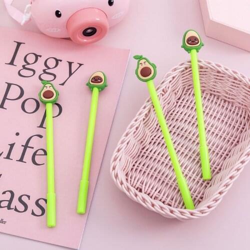 4pcs 0.5mm Cute Face Expressions Avocado Gel Ink Pen Signature Neutral Pens Writing Stationery