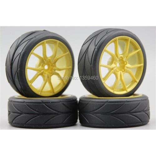 New Design 4pcs 1/10 Rubber Tires Tyre( Gemini)Wheel Rim Nylon Material O5Y style fits for 1:10 Touring Car 3/6/9mm offset