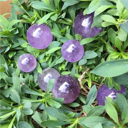 6 pcs natural amethyst small sphere reiki gemstones with crystal energy pocket stone