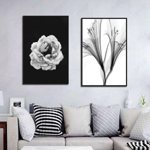 Abstract Dark Tone Paintings Pretty Flowers In Different Shapes Wall Art Canvas Posters Prints Living Room Bedroom Decoration