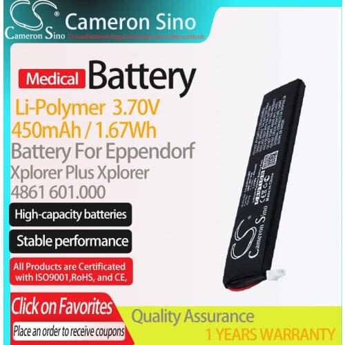 CameronSino Battery for Eppendorf Xplorer Plus fits Eppendorf 4861 601.000 Medical Replacement battery 450mAh/1.67Wh 3.70V Black