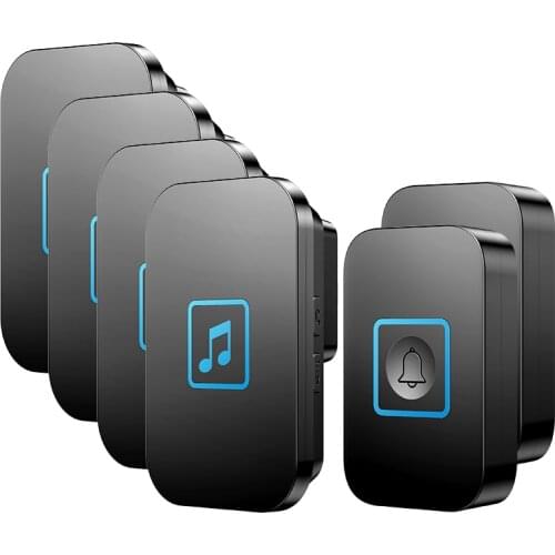 CACAZI Wireless Intelligent Waterproof Doorbell 300M Range LED Night Light Home Calling Bell US EU UK Plug 2 Buttons 4 Receivers