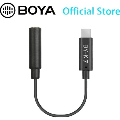 BOYA BY-K7 3.5mmTRS to Type C Audio Adapter for DJI OSMO Action Apple Android audio cable for microphone phone extension cable