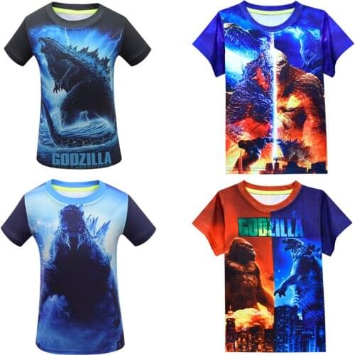 2021 Kids T-Shirt Monster King Kong Tee for Boys Girls Summer Dinosaur 3D Printed Short Sleeve Tops Children Clothes T Shirts