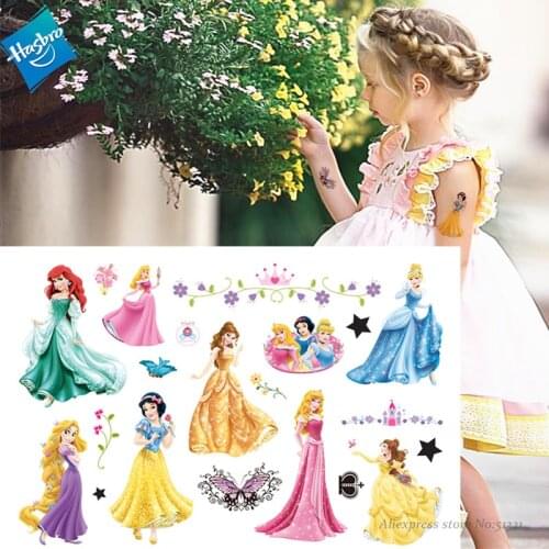 Hasbro Snow White Mermaid Princess Arie Children Cartoon Temporary Tattoo Sticker For Girl Cartoon Toy Waterproof Girl Gift