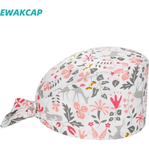 Cotton Scrub Caps Working Anime Printed Sweatband Lab Beauty Salon Hats Nurses Dental Women Uniform Accessories Surgicals Cap