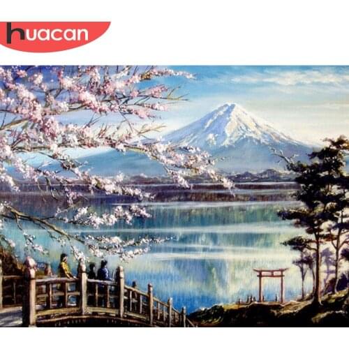 HUACAN DIY Diamond Painting Full Square Mount Fuji Embroidery Rhinestone Picture Diamond Painting Cross Stitch Mosaic Decor Home