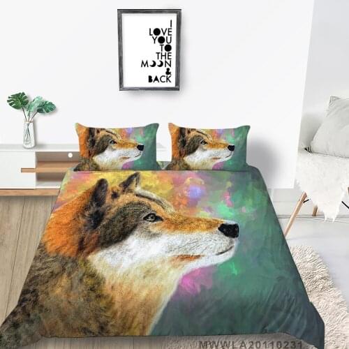 Artistic Wolf Bedding Set Single Colorful Water color Duvet Cover Comfortable Queen King Twin Full Double 3D Printed Bed Set