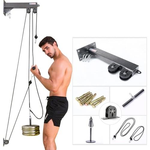DIY Wall-Mounted Pulley Cable System Forearm Wrist Trainer Tricep Workout Machine Pull Downs Home Gym Accessories