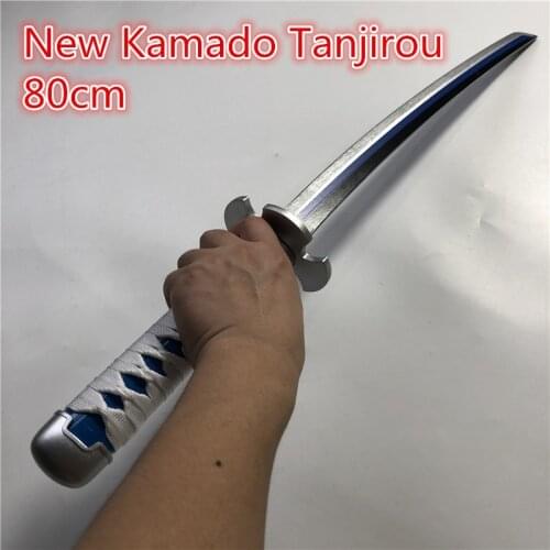 Demon Slayer Cosplay Sword 1:1 Kamado Tanjirou Black Sowrd Anime Kimetsu no Yaiba Ninja Knife Weapon Wood Prop Model Gift 80cm