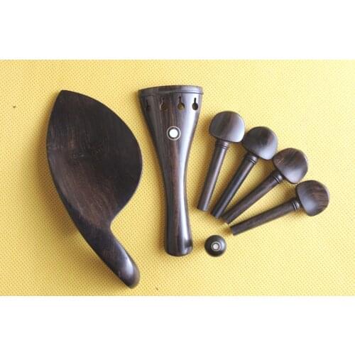 9 set new undyed ebony violin parts 4/4, pegs, tailpiece, chinrest, endpin