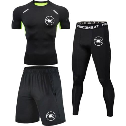 Dry Fit Mens Training Sportswear Set Gym Fitness Compression Sport Suit Running Jogging Tight Sports Wear Clothes Rashguard Men