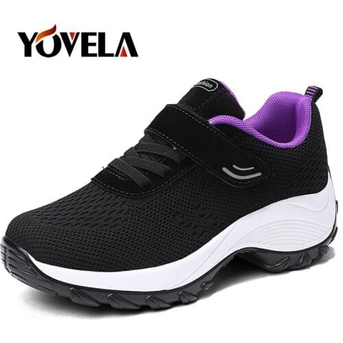 Women Platform Sneakers Shoes Flat Slip on Walking Shoes Breathable Mesh Casual Shoes Comfortable Dancing Ladies Shoes Size 42