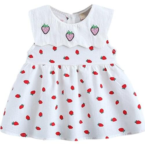 Bobora Summer Pattern Baby Dress Sleeveless Cute Children Turn-Down Collar Dress Kids Clothing Vestido
