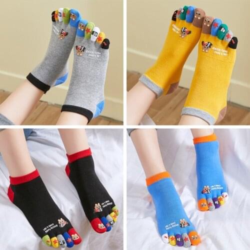 Summer Thin Five-finger Socks Men and Women Cotton Finger Cartoon Short Tube Lovers Large Size Split Toes Socks Women Cotton