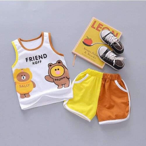 Baby Boy Summer Clothes 2020 Leisure Cartoon Bear Sleeveless Vest + Shorts Infant Clothing Kids bebes Jogging Suits Tracksuits