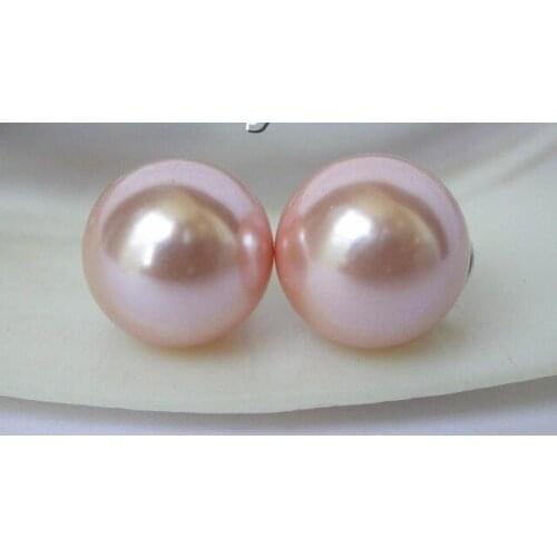 Hot selling ****peach pink sea shell pearls earrings 12mm jewelry free shipping