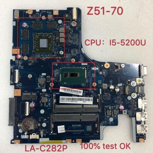 For Lenovo Z51-70 AIWZ0/Z1 LA-C282P Laotop Mainboard LA-C282P Motherboard with i5-5200U CPU Radeon 4G 100% test ok