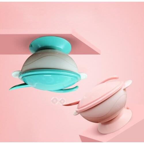 Childrens Dishes Set Sucker Baby Food Feeding Tableware Plate Suction Baby Eating Bowl +Spoon Kids Assist Training G0465