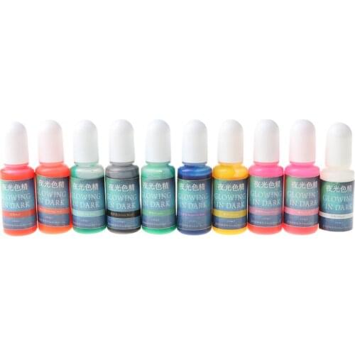 10 Colors Glowing in Dark Epoxy Resin Pigment Kit Luminous Colorant Liquid Resin Dye Jewelry Making