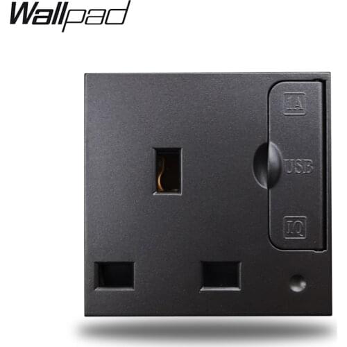 Wallpad S6 Black White 13A UK Wall Electric Socket With Double 3.1A USB Charging Ports Modular DIY Free Combination
