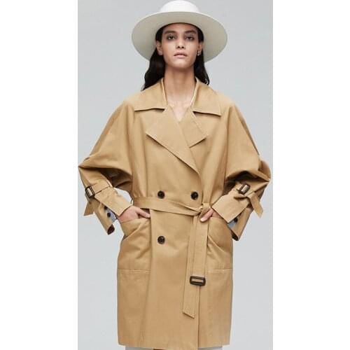 2021 New Style Windbreaker Womens Double-breasted Trench Street casual Coat Chic Ladys long jacket