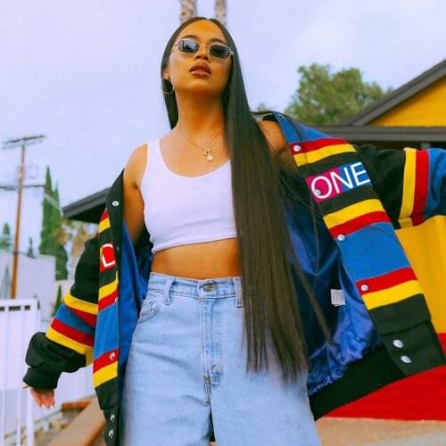 2021 Autumn and Winter New Womens Jacket Fashion Casual Color Striped Printing Jacket Jacket