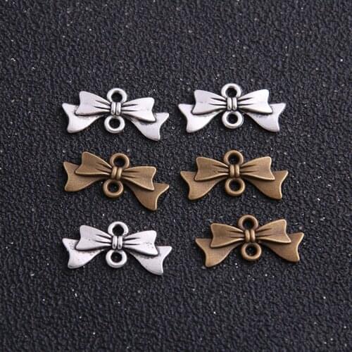 20PCS 10*20mm Metal Alloy Two Color Bowknot Connector Charms For Jewelry Making DIY Handmade Craft Fit DIY Jewelry Making
