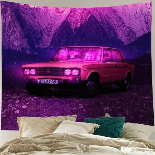 Psychedelic Car Pattern Trippy Tapestry Wall Hanging Home Room Decor Carpet Boho Background Cloth LivingRoom Decor Hanging Cloth