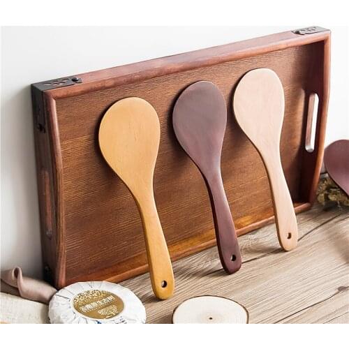 Solid Wood Rice Spoon Japanese Environmentally Friendly Wooden Brown Cooking Utensils Household Kitchen Supplies Tableware